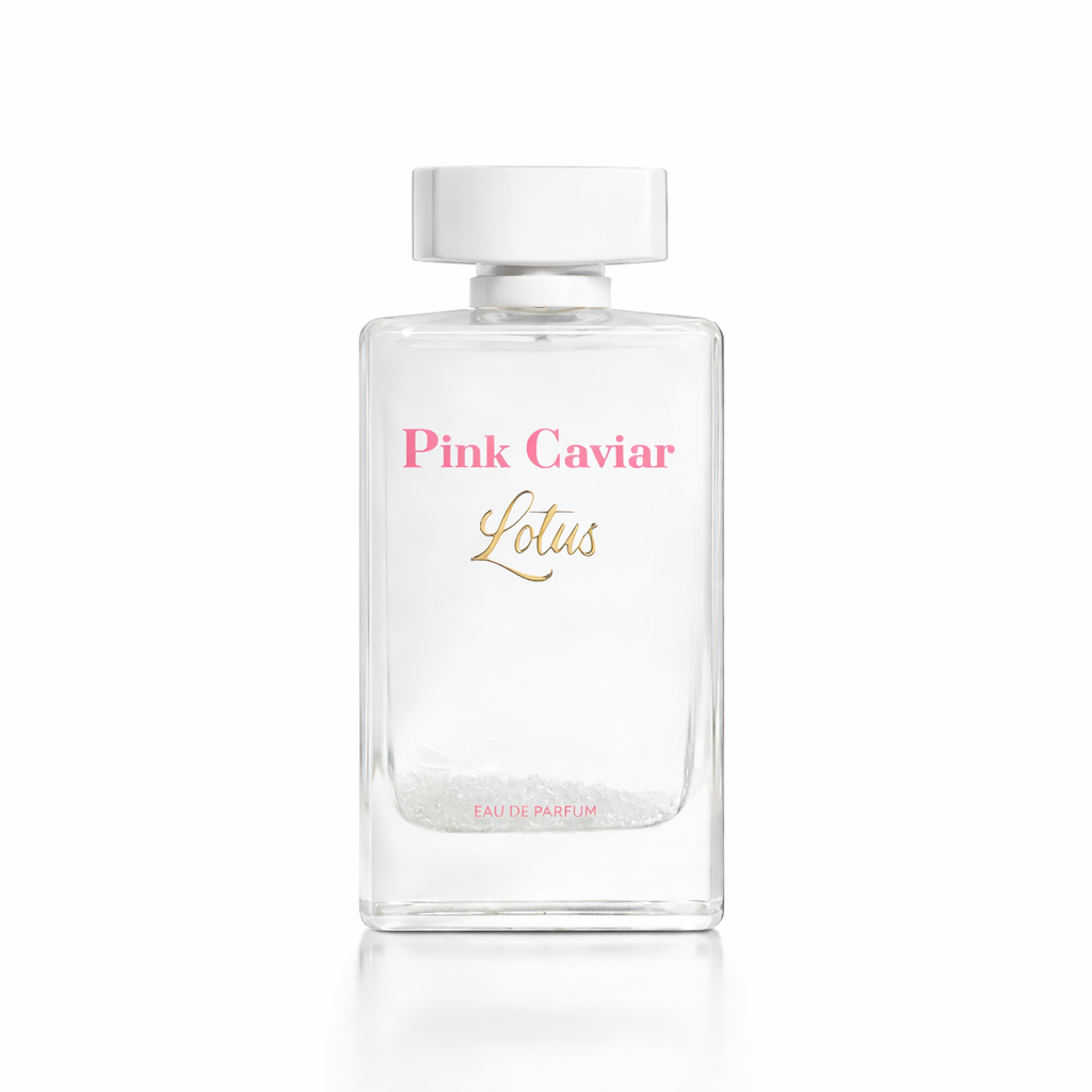 Syren Pink Caviar Lotus 90ml Eau de Parfum women's perfume bottle with chrome cap, bergamot jasmine ylang-ylang floral notes