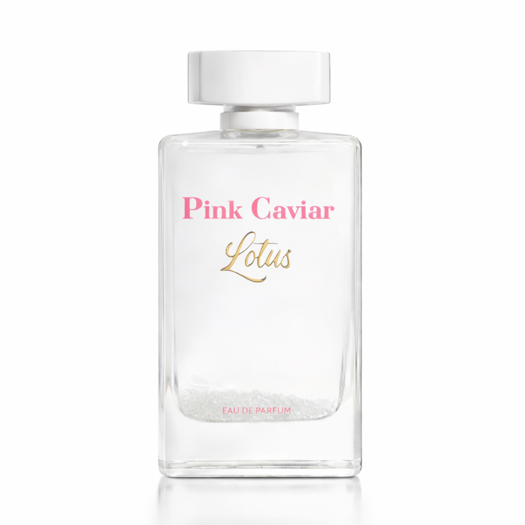 Syren Pink Caviar Lotus 90ml Eau de Parfum women's perfume bottle with chrome cap, bergamot jasmine ylang-ylang floral notes