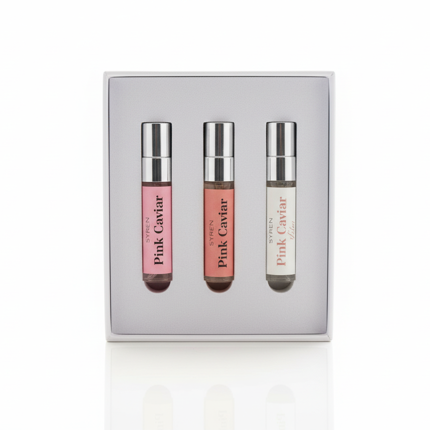 Syren Women's Discovery Set - 3 floral perfume samples Pink Caviar, Pink Caviar Luxe, Pink Caviar Lotus EDP travel spray gift set